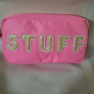 Stoney clover lane small pouch patched iridescent puffy nwt stuff pink bubblegum